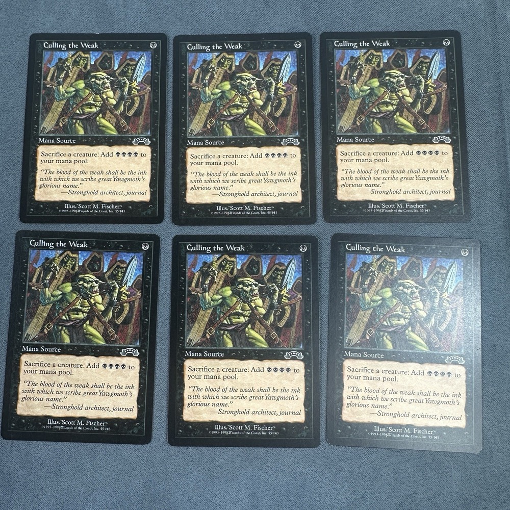 Magic The Gathering EXODUS CULLING THE‎ WEAK Black Card MTG 1998 Lot Of 6 Cards